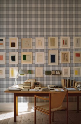 Studio con carta da parati Tartan 1